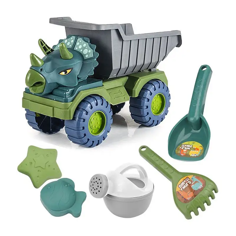 Summer Toys Children Freewheel Plastic Big Dinosaur Sliding Dump Truck Cars 6PCS Beach Sand Toys For Kids