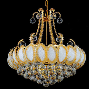Lustre européen classique de luxe en cristal doré, luminaire de plafond rond en verre pour salon - Product Image 5