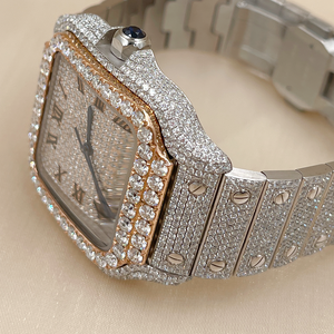 Custom pass <span class=keywords><strong>tester</strong></span> iced out diamante fornecedor quadrado prata rosa ouro aço inoxidável mecânica vvs moissanite relógio para homens - Product Image 5