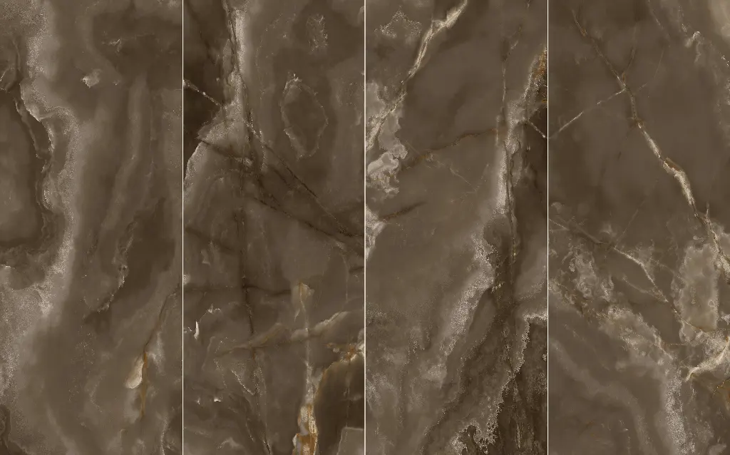 กระเบื้องหิน Calacatta เคลือบเงาออกแบบแผ่นพอร์ซเลนขนาดใหญ่แผ่นหินเผา