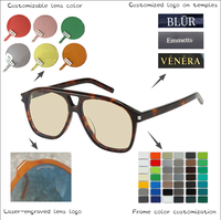 Lunettes de soleil polarisées sur mesure en acétate MOSI BC-9227, monture intégrale durable, style rétro surdimensionné écaille de tortue pour hommes et femmes