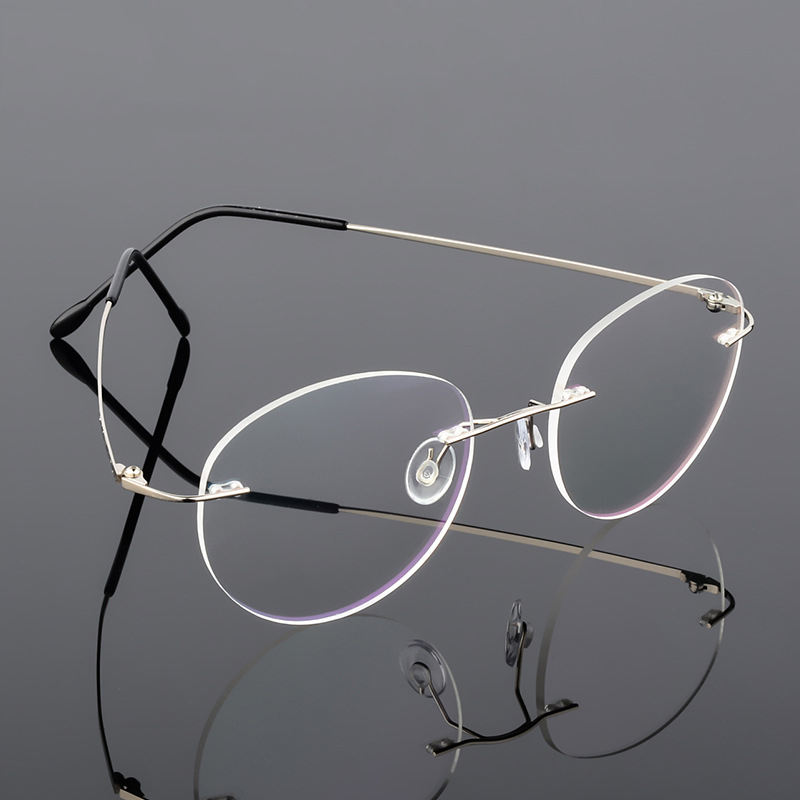 Round Rimless Titanium Alloy Ultralight Eye Glasses Spectacle Design Glass  Optical Frames Eyewear Eyeglasses Frames