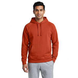 <b>High</b> Quality Full <b>Red</b> Heavyweight Hoodies For Men 100% Cotton Blank Plus Size Streetwear Winter - Product Image 1