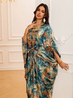 Vêtements islamiques Robe modeste Robe africaine pour femmes Caftan col en V manches chauve-souris Turquie Caftan marocain Abaya Robe musulmane pour femmes