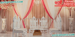 Elegantes Sillas Mandap Blancas Perla de Asiento Bajo para Bodas Indias, Últimas Sillas Mandap Perla para Bodas en EE. UU. - Product Image 6