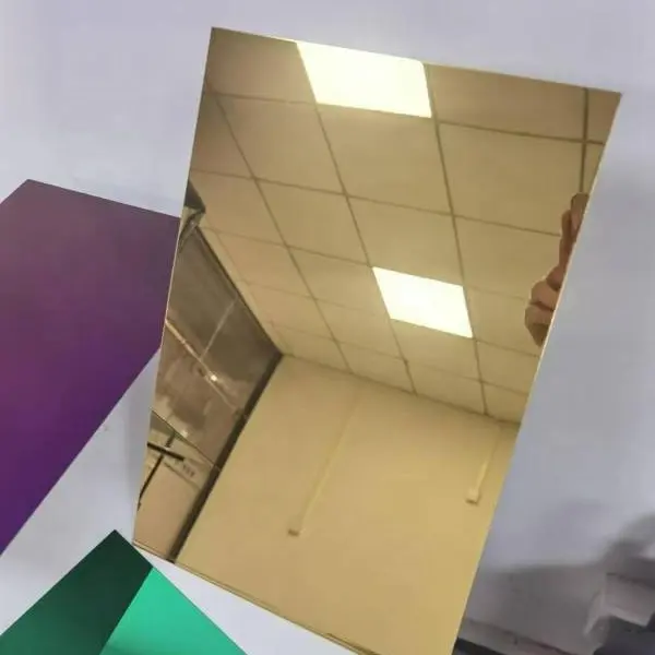 Gold Pvd Color Coated Decoration Stainless Steel Sheet Price Inox Mirror Finished Gold Mirror Stainless Steel Sheet 304