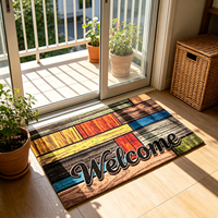 Tapis de bienvenue en fibre de coco à motif bois imprimé sur mesure, base en caoutchouc antidérapante, absorbant l'eau, séchage rapide, résistant à l'huile, fin, anti-salissures