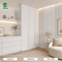 Panneau de particules E0 Jinbase XT2058 moderne blanc gris grain de bois placage bois pour armoires, penderies et meubles d'intérieur