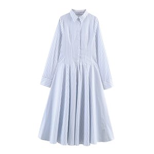 TAOP&ZA Abito <span class=keywords><strong>Midi</strong></span> a Righe Stile Camicia a Maniche Lunghe con Colletto da Donna, Nuova Collezione Primavera 2026, Stile Europeo e Americano 3067331 - Product Image 1