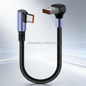 Cable de Datos y Carga Rápida Micro USB a Tipo-C de 0.25m, 90 Grados, 3A, Cubierta de PVC y Cobre Puro, para Dispositivos Móviles - Product Image 1