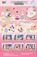 Nouvel ensemble de maison de poupée en feutre 4-en-1 2026 : Coiffeuse de chambre d'enfant, Chariot à bonbons, Jeu de rôle, Mini animaux en peluche, Coffret cadeau