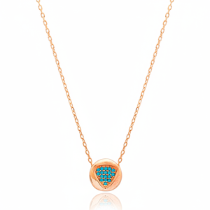 Triángulo moderno diseño turquesa circón piedra forma redonda encanto colgante turco hecho a mano 925 joyería de plata esterlina - Product Image 2