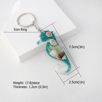 Porte-clés Plage Océanique, Porte-clés Hippocampe, Véritable Coquillage dans de la Résine, Bijoux en Résine Époxy, Accessoires pour Sac à Main, Porte-clés de Voiture pour Femmes et Filles