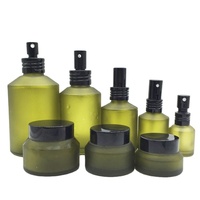 Flacon compte-gouttes en verre ambré mat noir transparent à épaule inclinée pour sérum cosmétique et huile essentielle, ensemble d'emballage avec boîte