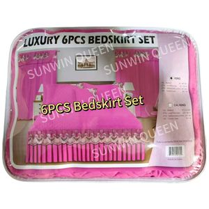 Wholesale 6PCS Quilted Bedspread Set Polyester Bed Sheet with Lace Bed Skirt <strong>Matching</strong> <strong>Curtains</strong> Small <strong>Cushion</strong> Woven Technique - Product Image 5
