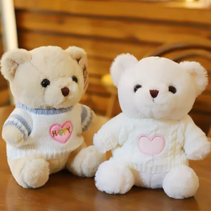 Ensemble ours en peluche personnalisé avec <span class=keywords><strong>pull</strong></span> brodé en forme <span class=keywords><strong>de</strong></span> cœur, animaux en peluche mignons, en gros, stock disponible - Product Image 4