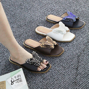 Chaussons décontractés quotidiens - Chaussures plates tendance pour femmes - Nouveaux chaussons plats pour femmes avec strass - Sandales - Product Image 1