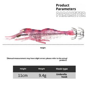 Señuelos de pesca luminosos UV de 11 cm y 9.4 g con cuerpo de PVC blando, anzuelos para calamar, señuelos de camarón de madera blanda - Product Image 4