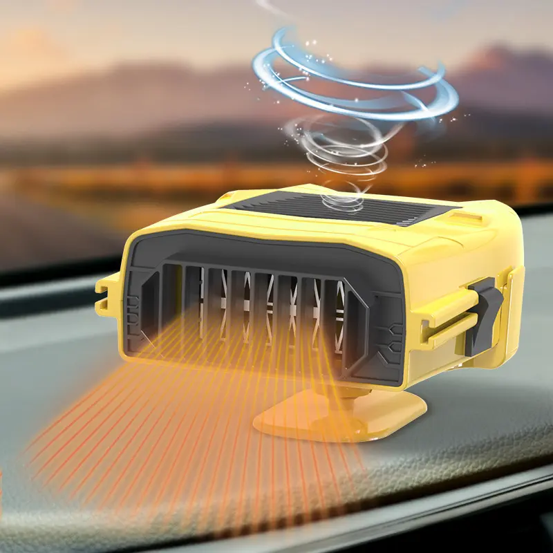 इलेक्ट्रिक कार हवा हीटर पुन: प्रयोज्य पोर्टेबल ऑटो हीटिंग प्रशंसक पीला रोटरी कार आंतरिक विंडशील्ड Defroster Defogger तेजी से हीटिंग