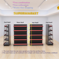 Étagères de présentation métalliques robustes sur mesure pour supermarchés et magasins généralistes, rayonnages gondoles