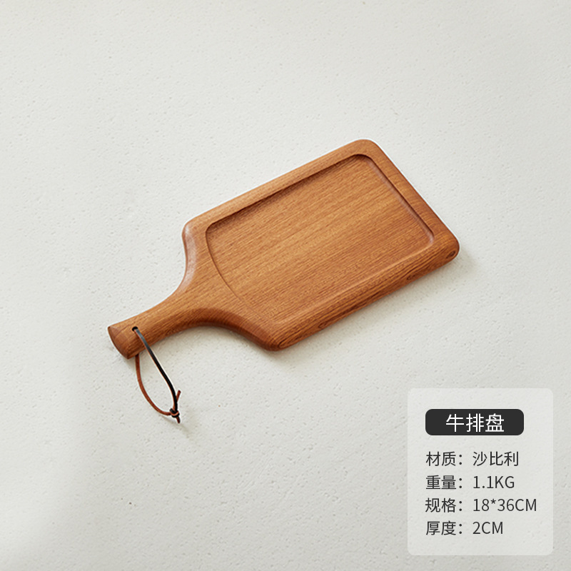 Bois massif - Assiette à steak en ébène 36*18*2cm