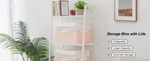 Large Foldable Storage <b>Boxes</b> for Shelves, Decorative Fabric Storage Baskets with Handles for Wardrobe Top Organising Clothes - Product Image 4