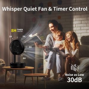 Ventilateur portable Socool, rechargeable, fonctionnant sur batterie, pliable, sur pied, avec télécommande et lumière LED 40000 mAh - Product Image 6