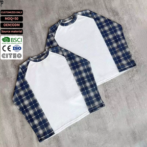 T-shirt à manches longues en coton gaufré à imprimé écossais personnalisé, coupe oversize unisexe pour homme - Product Image 1