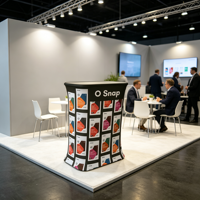 Comptoir en tissu tension pop-up, portable et personnalisé, pour exposition