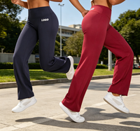 Leggings de Yoga de Cintura Alta para Mujer, con Pierna Ancha, Transpirables, de Secado Rápido, Elásticos en Cuatro Direcciones, Control de Abdomen, Cierre con Cordón, Logotipo Personalizado