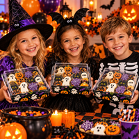 Boîte à biscuits d'Halloween avec couvercle transparent, boîtes à friandises en papier, emballage pour bonbons, conteneur à pâtisserie pour boulangerie, boutique de desserts