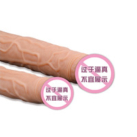 Dildo de silicona de doble punta de 45 cm, realista, monstruoso, masturbador lésbico, juguete sexual para mujeres, eje manual suave, consolador grande y enorme.