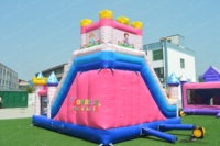Château gonflable pour enfants avec toboggan, petit parc gonflable rose, matériau PVC commercial, capacité de 500 kg, installation facile