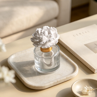 Diffuseur d'huiles essentielles en plâtre parfumé pour la maison, avec bouteille en verre de 100 ml et fleur en céramique, pour parfumer l'air