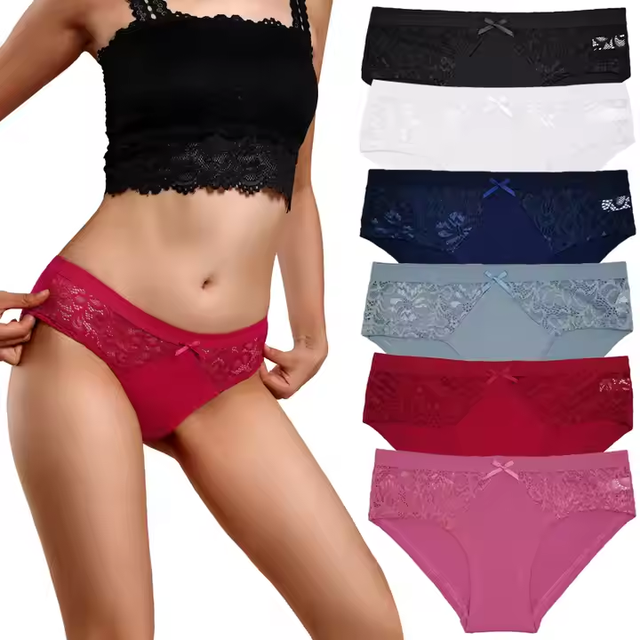 Women's Cotton Panties Comfortable Skin Friendly Women's Underwear Soft Female Briefs Mid-rise Underpants for Ladies