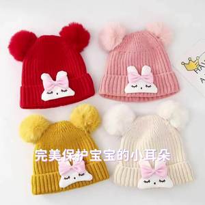 Winter 100% Cotton <b>Knitted</b> Beanie <b>Hat</b> for Toddler Cute Cartoon Bunny Bucket Cap for Outdoor Ear Protection - Product Image 6