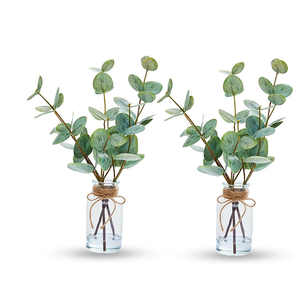 Planta Artificial de Lujo, <span class=keywords><strong>Eucalipto</strong></span> Morado de Doble Cara en Florero de Vidrio <span class=keywords><strong>con</strong></span> Agua Artificial Realista para Decoración de Bodas y Fiestas - Product Image 4