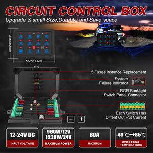 แผงสวิทช์12แก๊งสำหรับรถยนต์ทะเล SUV ATV UTV รถบรรทุก4x4 12V 24V off-road แผงวงจรควบคุมกล่องไฟ LED - Product Image 2