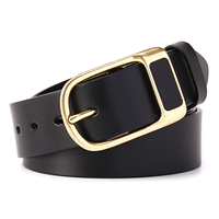 Sabuk Kulit Sapi Full Grain Pria dengan Gesper Pin Berukir Sabuk Kulit Asli