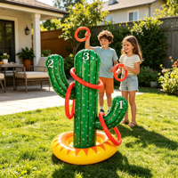 Jeu de lancer d'anneaux gonflable Cactus - Jeu de fête de 21 pouces avec 3 anneaux rouges, Activité intérieure/extérieure pour anniversaires sur le thème du western/cowboy