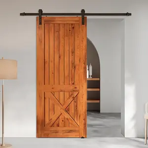 Home Customized Waterproof Interior Wooden Sliding Bathroom Barn Door