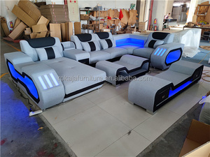 Mesa de Centro Moderna en Forma de L de Cuero de Alta Gama con Luces LED, 1, 2, 3, 5, 7 Plazas, Tamaño Grande, Soporte para TV ROK-LI23741 Sof - Product Image 3