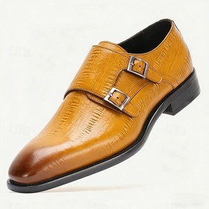 รองเท้าแบบ Monk Strap สำหรับผู้ชาย หนังแท้ หัวแหลม สายรัดหัวเข็มขัด เหมาะสำหรับใส่ทำงาน ใส่ได้ทุกฤดู แฟชั่นทันสมัย สีพื้น - Product Image 3
