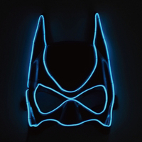 Masque de Halloween Batman à moitié visage, rechargeable, lumineux à LED, avec fil EL, en PVC, décoratif