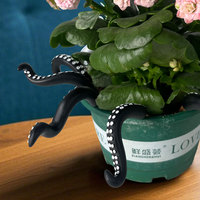 Décoration de pot de fleurs en résine en forme de tentacule de pieuvre noire, piquets décoratifs pour jardin, pelouse, ornement paysager pour la maison