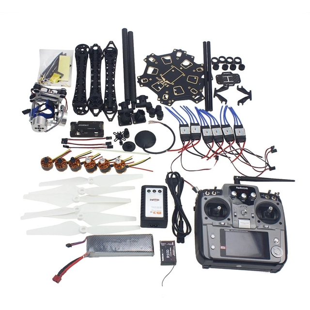 RC Full Kit Drone Aircraft Kit HMF S550 Frame 6M GPS APM 2.8 Flight Control AT10 Transmitter Gimbal Camera Mount DIY Drone Kits