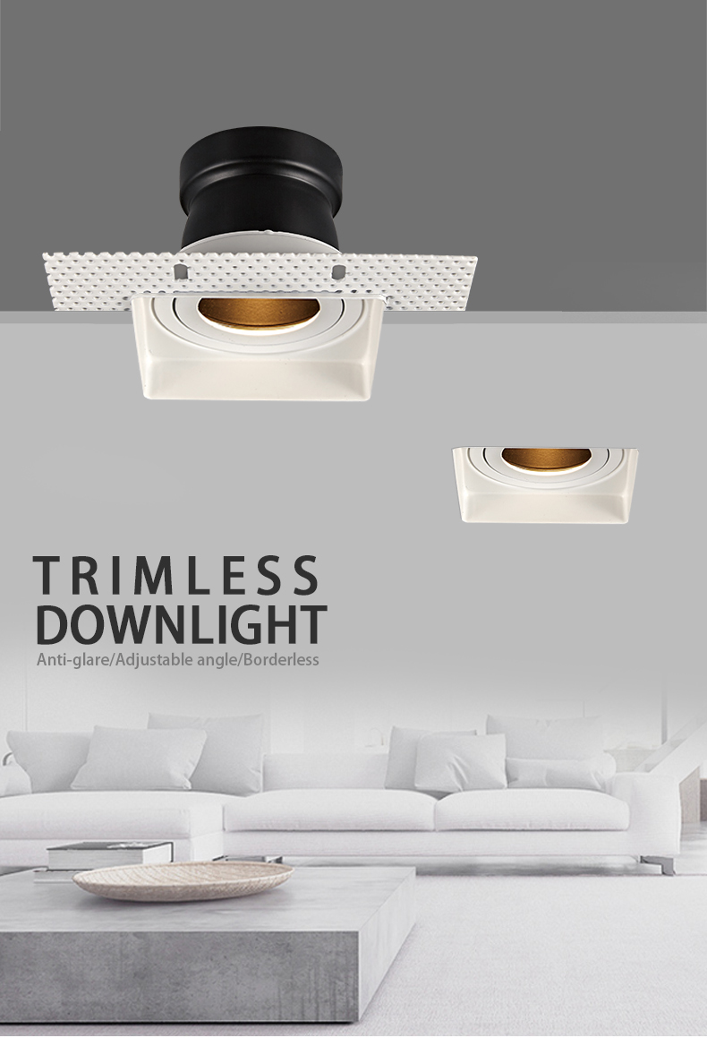 GU5.3 125mm Anti Glare Spotlights Adjustable Trimless Square Recessed Lighting
