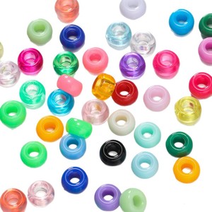 Acrylic Large Hole Beads 4x7mm Transparent Solid Color Loose Beads For DIY Handmade Phone Chain Kids Crafting <b>Material</b> - Product Image 5