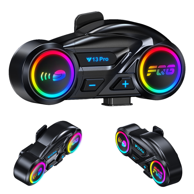 Intercom Motorcycle full duplex BT6.0 rgb color Effect light Waterproof IPX6 Noise Reduction blue tooth helmet Wireless headset