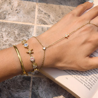 Pulsera de Acero Inoxidable con Dije de Estrella en Oro de 18K J&D, Cadena Ajustable con Circonita Blanca, Joyería Clásica, Minimalista, Moderna y Elegante, Regalo